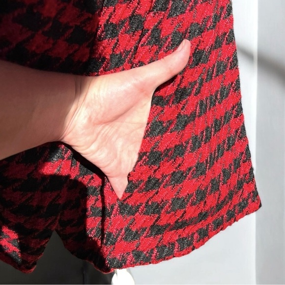 🌻NEW w/tag LuLu-B Red & Black Herringbone Collared Jacket Size XL - Picture 6 of 13